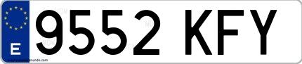 Ejemplo de matrícula española 9552 KFY