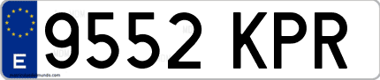 Ejemplo de matrícula de coche ordinaria 9552 KPR