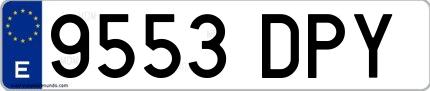 Ejemplo de matrícula española 9553 DPY
