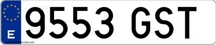 Ejemplo de matrícula española 9553 GST