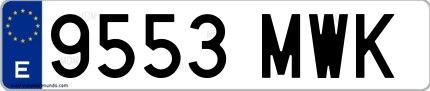 Ejemplo de matrícula española 9553 MWK