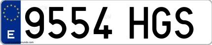 Ejemplo de matrícula española 9554 HGS