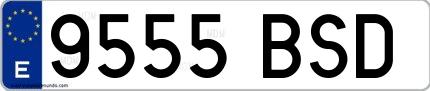 Ejemplo de matrícula española 9555 BSD