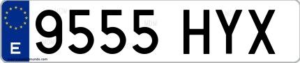 Ejemplo de matrícula española 9555 HYX