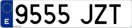 Ejemplo de matrícula española 9555 JZT