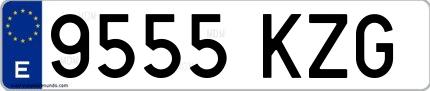Ejemplo de matrícula española 9555 KZG