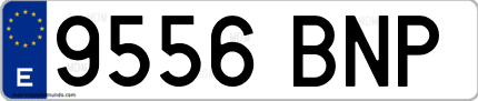 Ejemplo de matrícula de coche ordinaria 9556 BNP