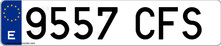 Ejemplo de matrícula de coche ordinaria 9557 CFS