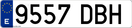Ejemplo de matrícula de coche ordinaria 9557 DBH