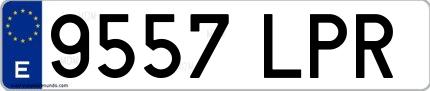 Ejemplo de matrícula española 9557 LPR