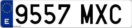 Ejemplo de matrícula española 9557 MXC