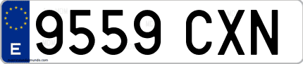 Ejemplo de matrícula de coche ordinaria 9559 CXN