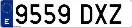 Ejemplo de matrícula española 9559 DXZ