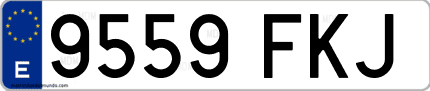 Ejemplo de matrícula de coche ordinaria 9559 FKJ