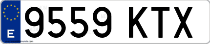 Ejemplo de matrícula de coche ordinaria 9559 KTX