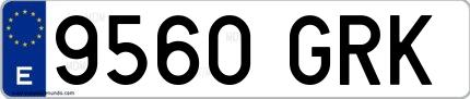 Ejemplo de matrícula española 9560 GRK