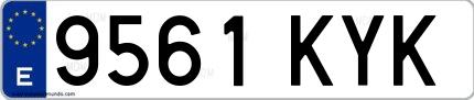 Ejemplo de matrícula española 9561 KYK
