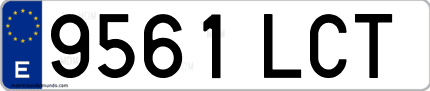 Ejemplo de matrícula de coche ordinaria 9561 LCT