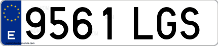 Ejemplo de matrícula de coche ordinaria 9561 LGS