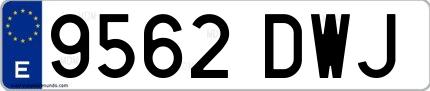 Ejemplo de matrícula española 9562 DWJ