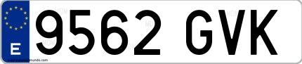 Ejemplo de matrícula española 9562 GVK