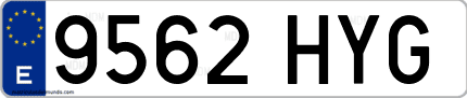 Ejemplo de matrícula de coche ordinaria 9562 HYG