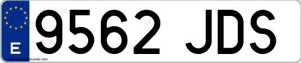 Ejemplo de matrícula española 9562 JDS