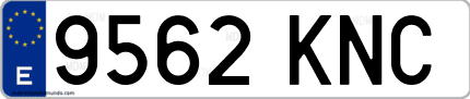Ejemplo de matrícula de coche ordinaria 9562 KNC