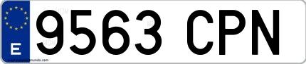 Ejemplo de matrícula española 9563 CPN