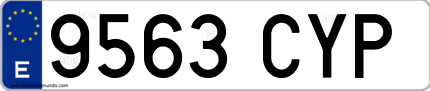 Ejemplo de matrícula de coche ordinaria 9563 CYP