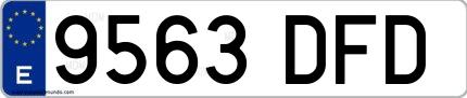 Ejemplo de matrícula española 9563 DFD