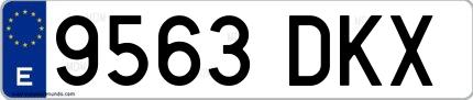 Ejemplo de matrícula española 9563 DKX