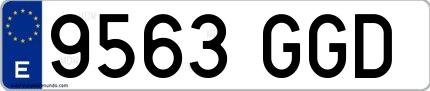 Ejemplo de matrícula española 9563 GGD
