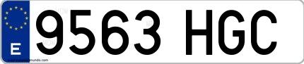 Ejemplo de matrícula española 9563 HGC