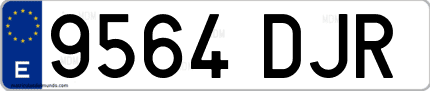 Ejemplo de matrícula de coche ordinaria 9564 DJR