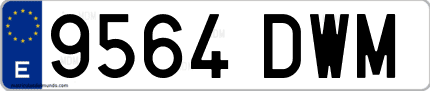 Ejemplo de matrícula de coche ordinaria 9564 DWM