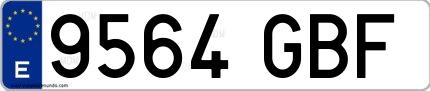 Ejemplo de matrícula española 9564 GBF