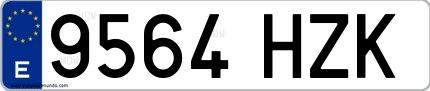 Ejemplo de matrícula española 9564 HZK
