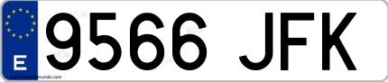 Ejemplo de matrícula española 9566 JFK