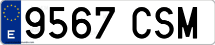 Ejemplo de matrícula de coche ordinaria 9567 CSM