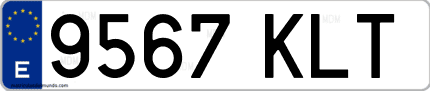 Ejemplo de matrícula de coche ordinaria 9567 KLT