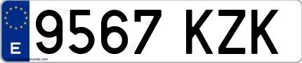 Ejemplo de matrícula española 9567 KZK