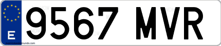 Ejemplo de matrícula de coche ordinaria 9567 MVR