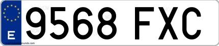 Ejemplo de matrícula española 9568 FXC
