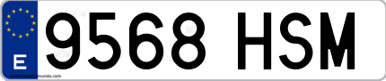Ejemplo de matrícula de coche ordinaria 9568 HSM