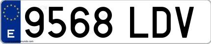 Ejemplo de matrícula española 9568 LDV