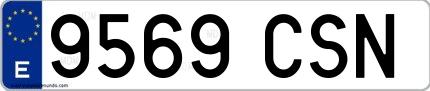 Ejemplo de matrícula española 9569 CSN
