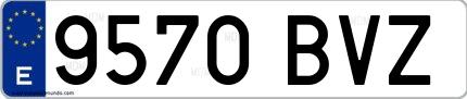 Ejemplo de matrícula española 9570 BVZ