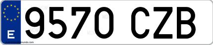 Ejemplo de matrícula de coche ordinaria 9570 CZB