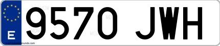 Ejemplo de matrícula española 9570 JWH